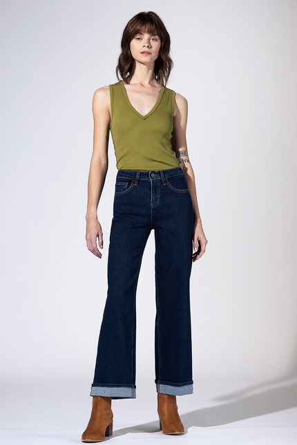 Fairview High Rise Cuffed Wide Leg Jeans