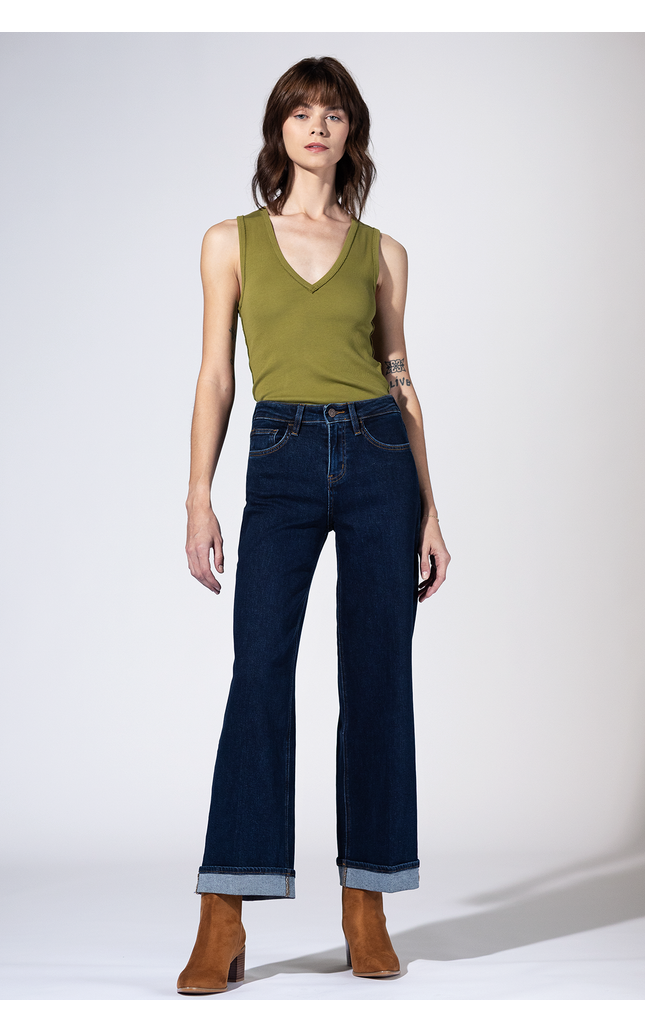 Fairview High Rise Cuffed Wide Leg Jeans
