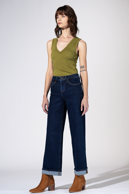 Fairview High Rise Cuffed Wide Leg Jeans