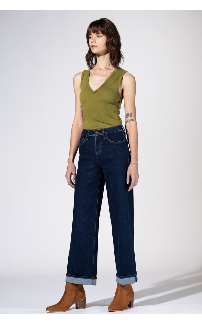Fairview High Rise Cuffed Wide Leg Jeans