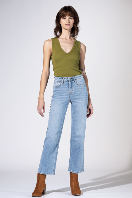 Benton High Rise Studded Denim