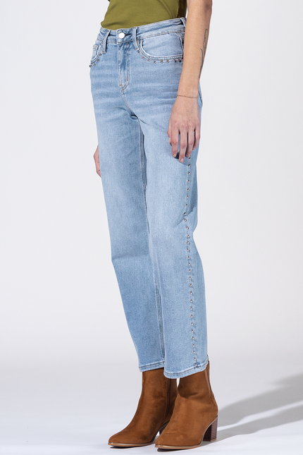 Benton High Rise Studded Denim