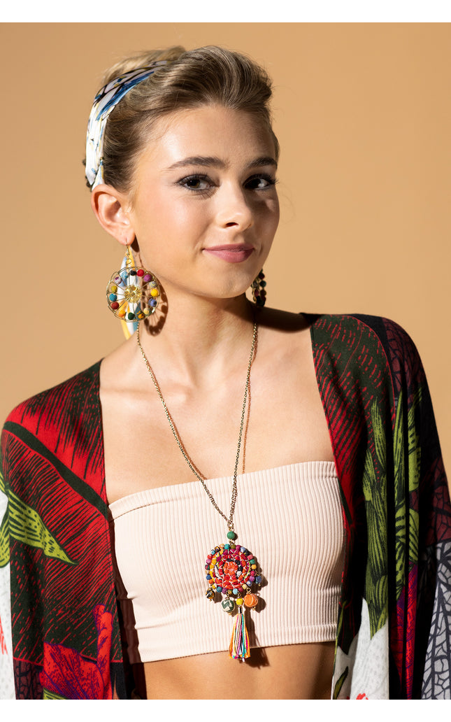 Vibrant Spiral Tassel Necklace