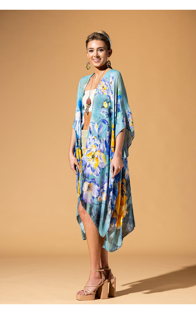 Aqua Blossom Kimono