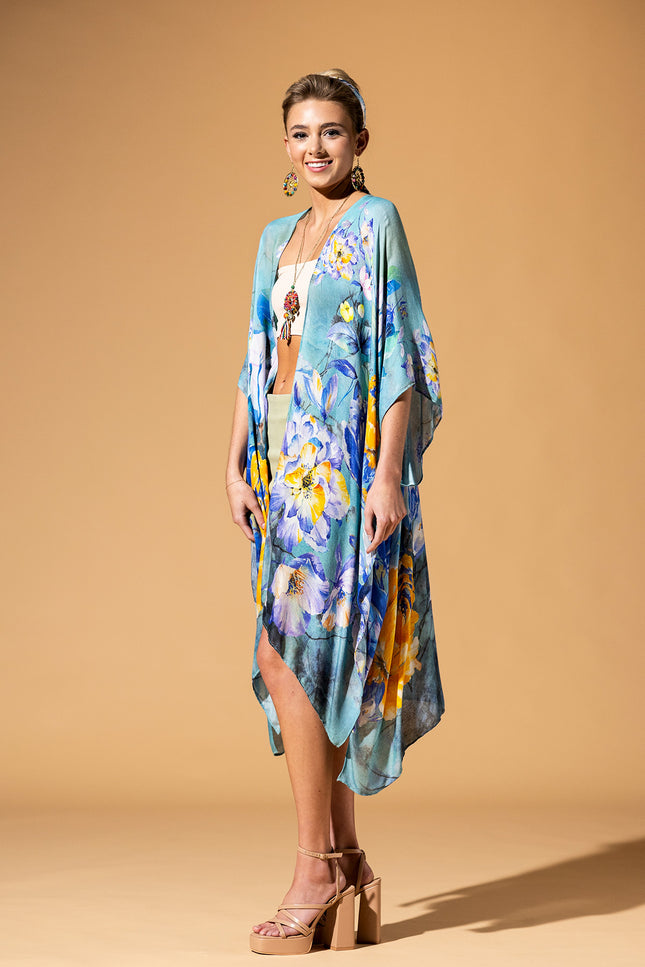 Aqua Blossom Kimono