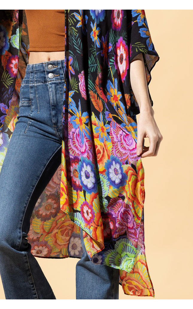Vibrant Bloom Jacquard Kimono