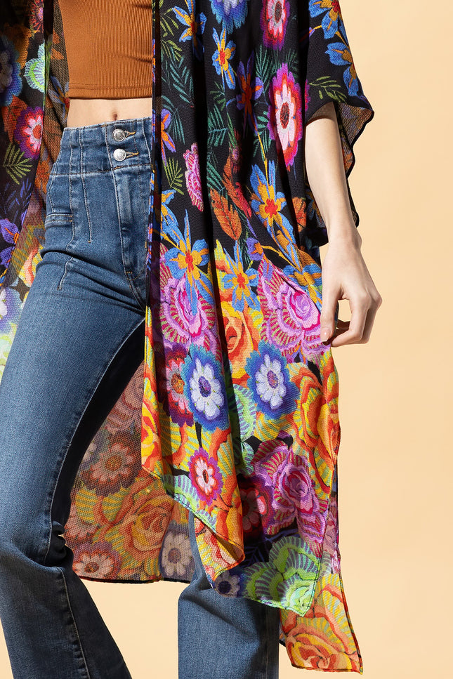 Vibrant Bloom Jacquard Kimono