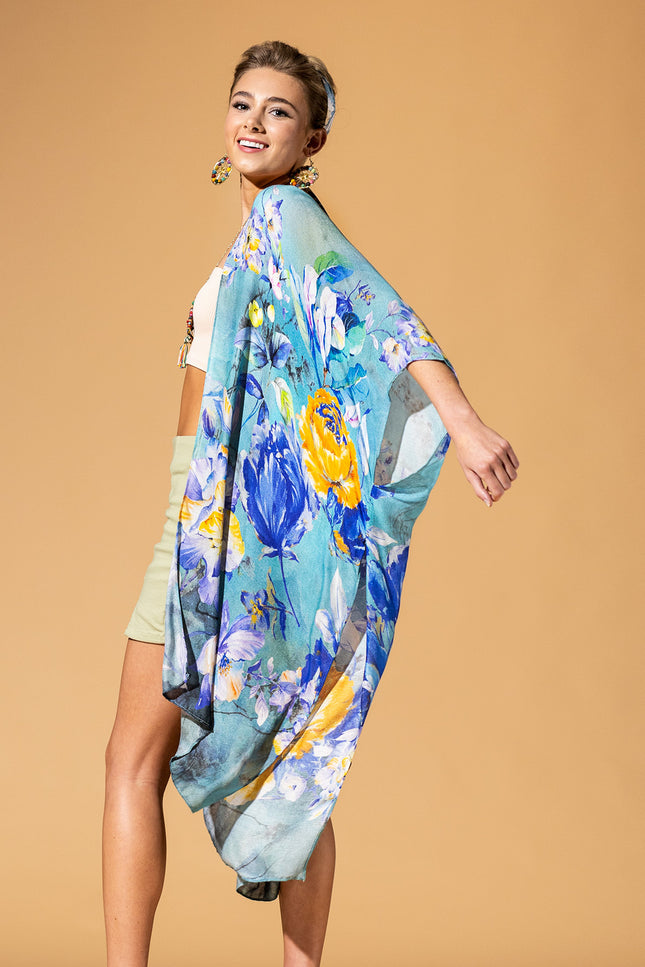 Aqua Blossom Kimono