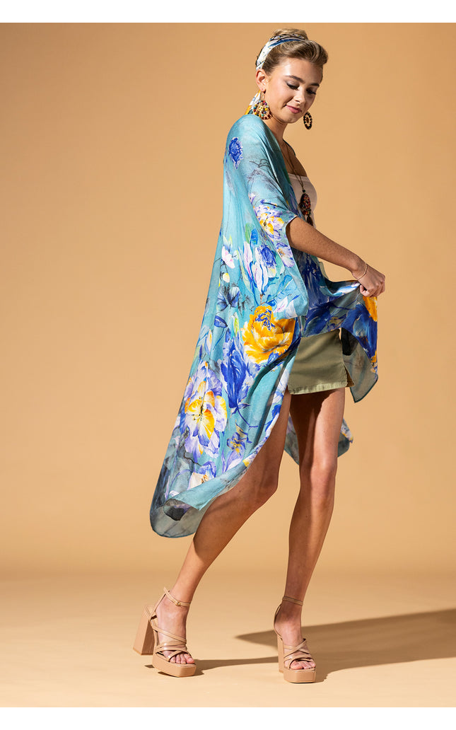 Aqua Blossom Kimono