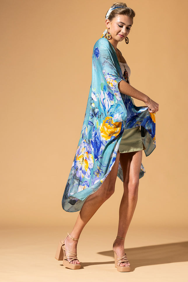 Aqua Blossom Kimono