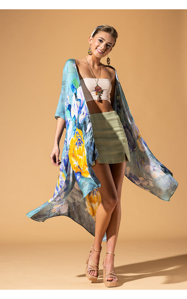 Aqua Blossom Kimono