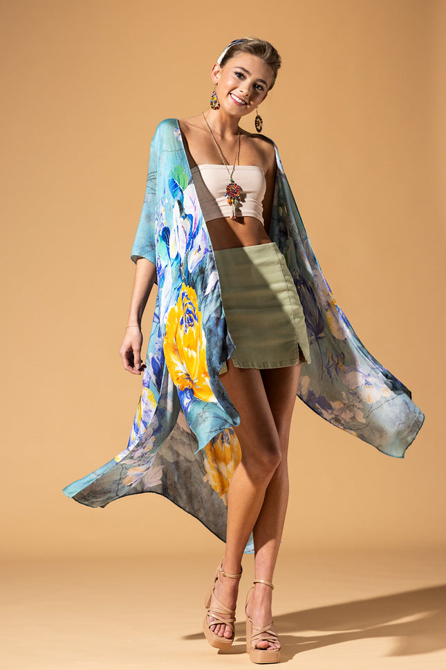 Aqua Blossom Kimono