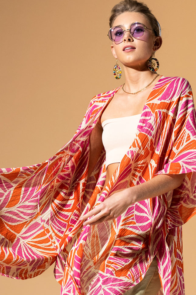 Citrus Palm Pom-Pom Kimono