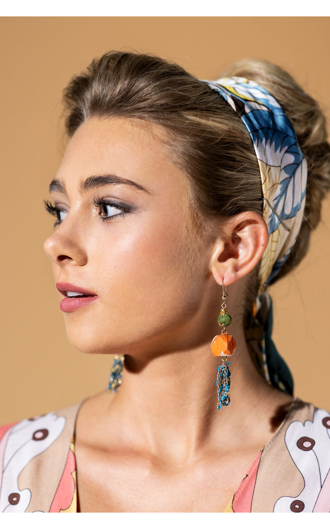 Multicolor Chain Tassel Earrings