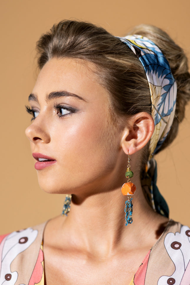 Multicolor Chain Tassel Earrings