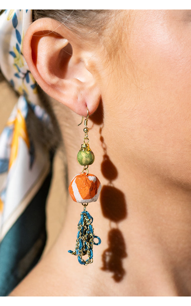 Multicolor Chain Tassel Earrings