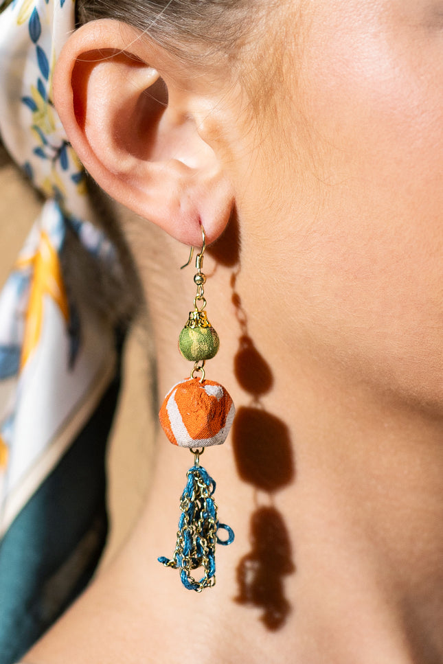Multicolor Chain Tassel Earrings