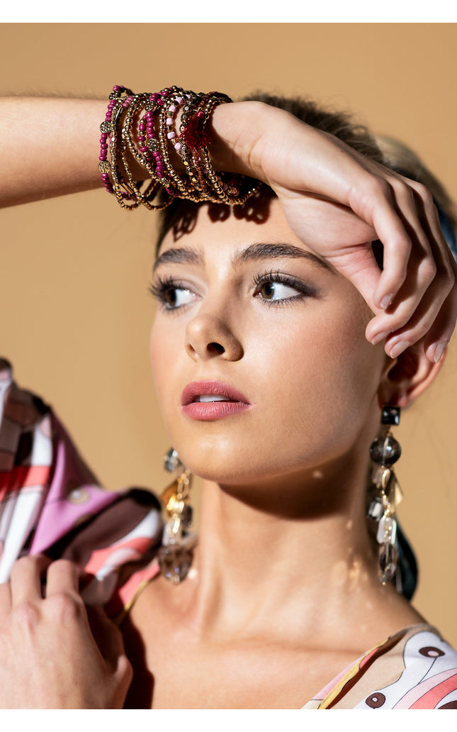 Crimson Cascade Beaded Bracelet