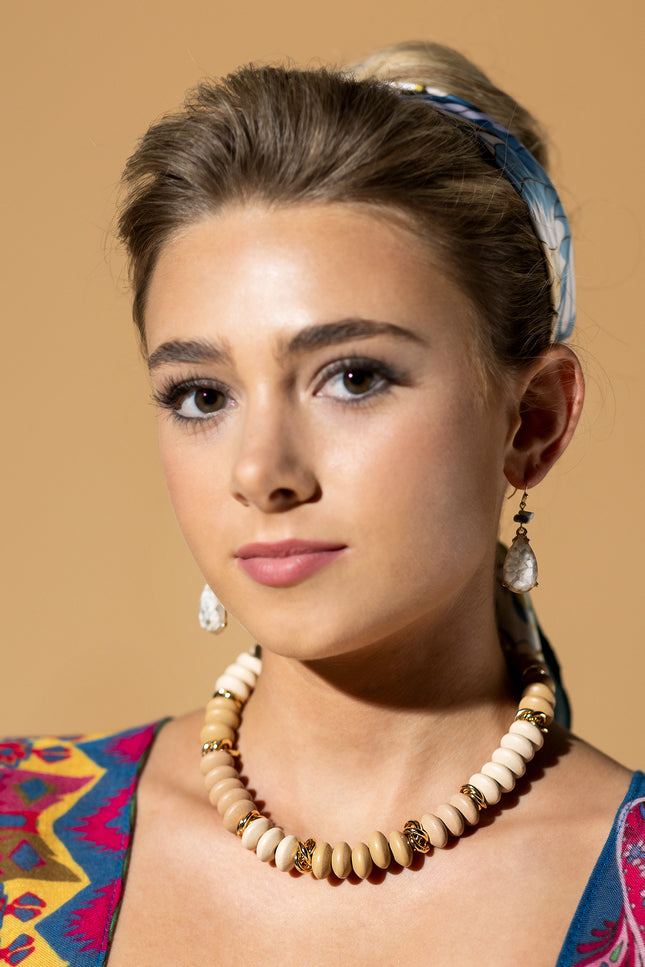 Sand Dune Wooden Beaded Necklace