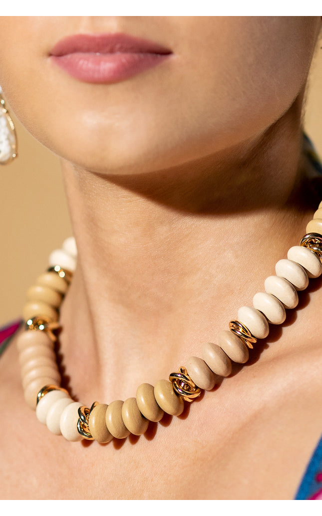 Sand Dune Wooden Beaded Necklace