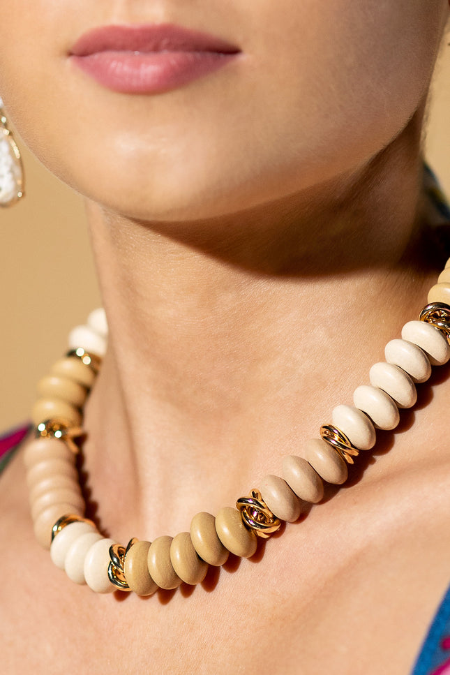 Sand Dune Wooden Beaded Necklace