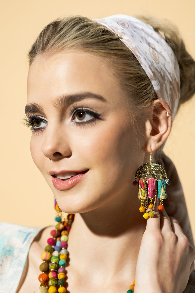 Semicircle Frame Dangle Earrings