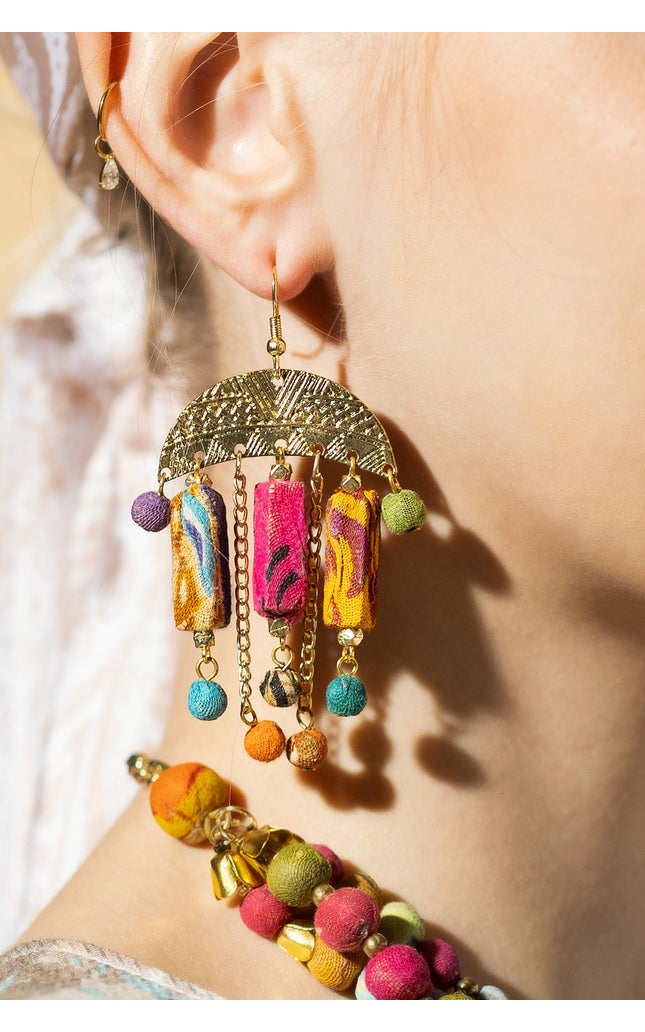 Semicircle Frame Dangle Earrings