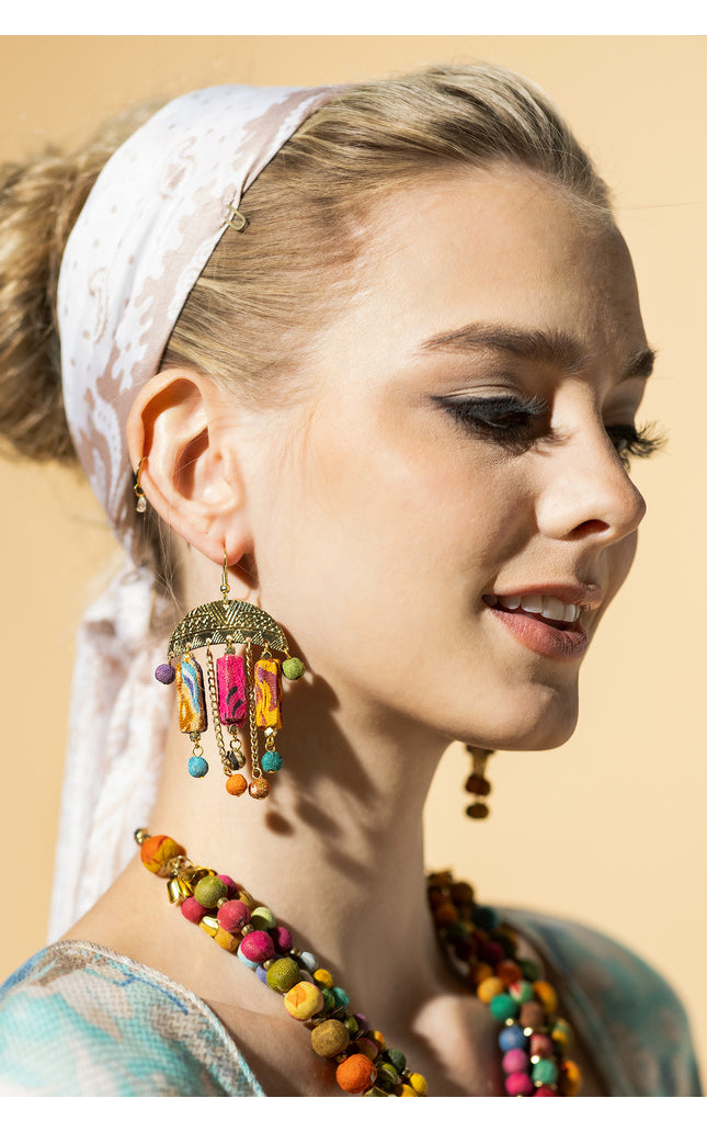 Semicircle Frame Dangle Earrings