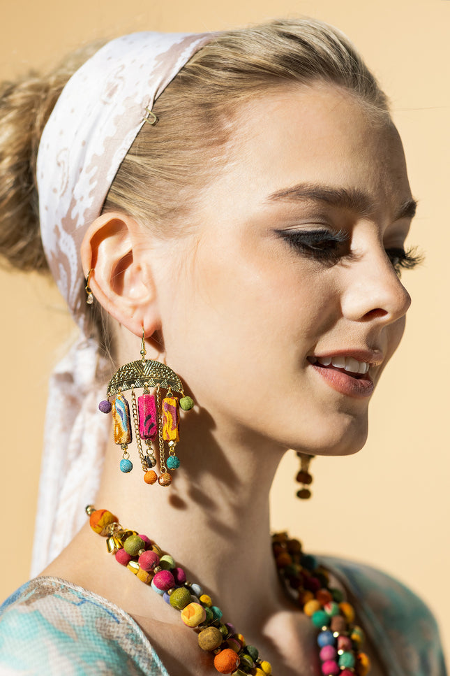 Semicircle Frame Dangle Earrings