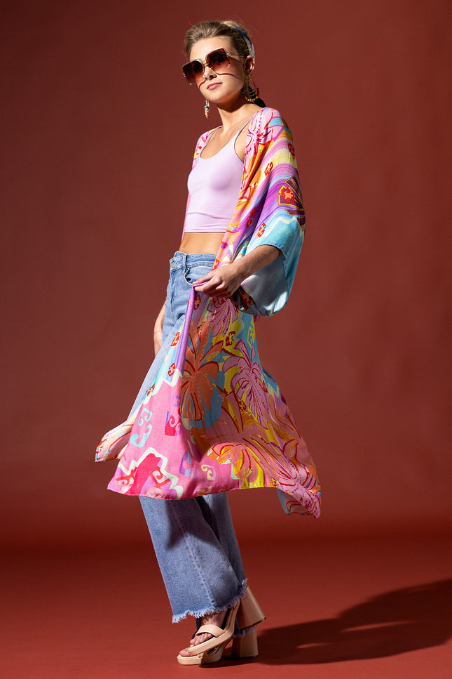 Vibrant Oasis Ombre Kimono