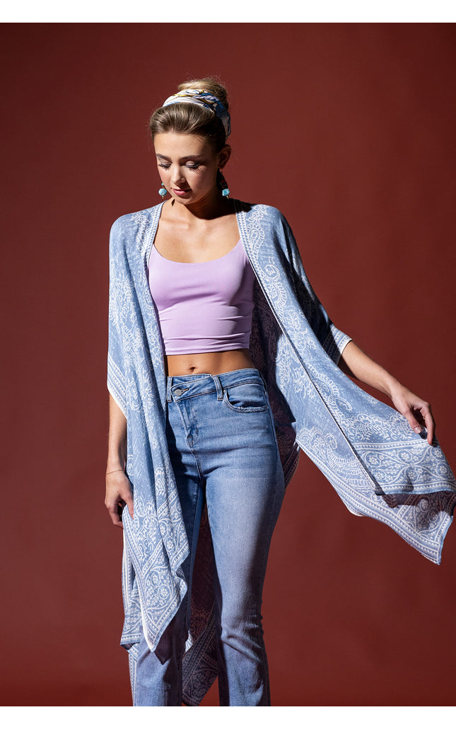 Serene Blue Paisley Kimono