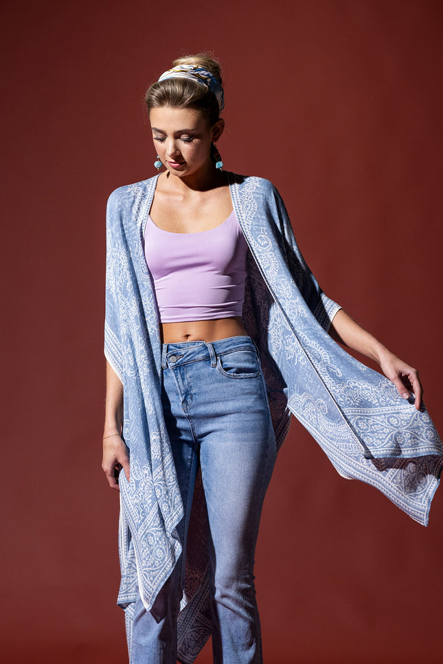 Serene Blue Paisley Kimono
