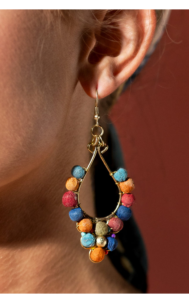 Teardrop Multicolor Beaded Earrings