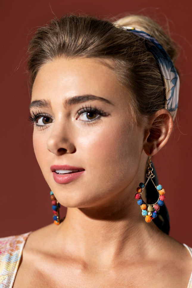 Teardrop Multicolor Beaded Earrings
