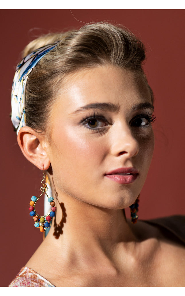 Teardrop Multicolor Beaded Earrings