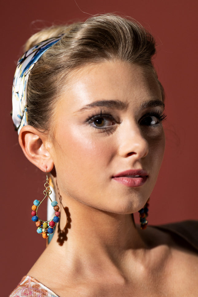 Teardrop Multicolor Beaded Earrings