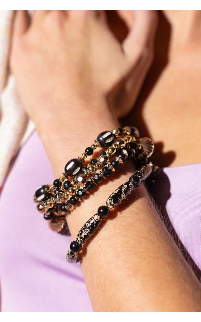 Obsidian Glamour Bracelet Set