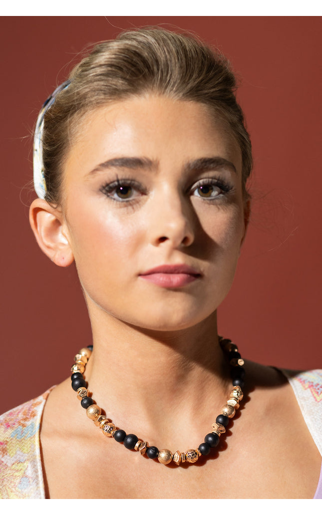 Ebony Gold Beaded Necklace