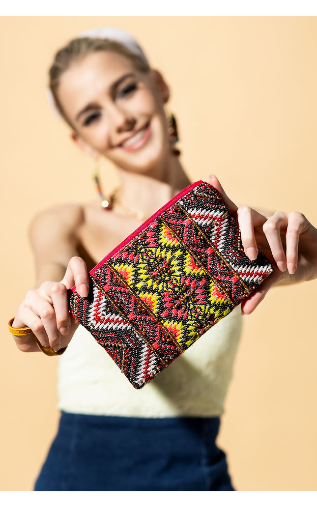 Vibrant Serenade Beaded Clutch