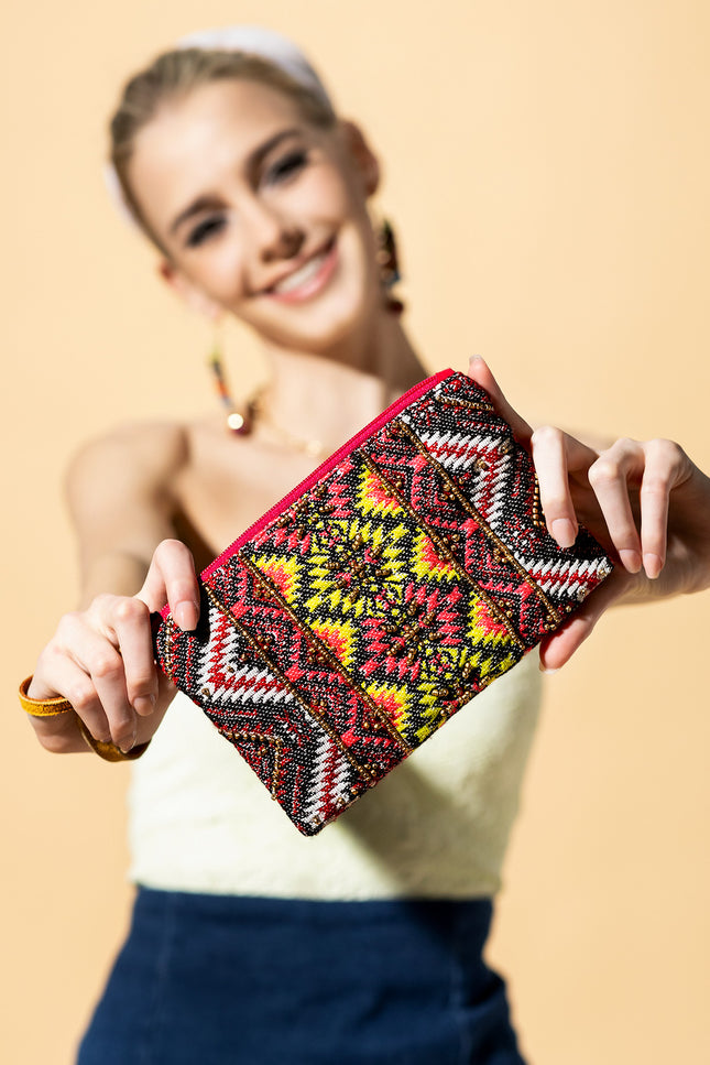 Vibrant Serenade Beaded Clutch