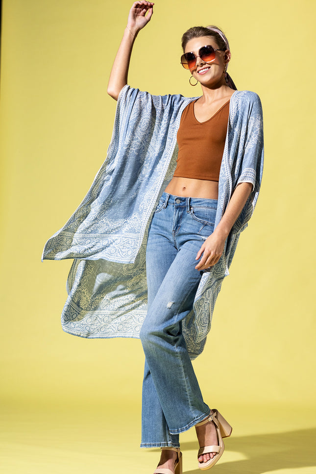 Serene Blue Paisley Kimono