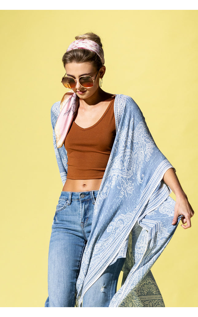 Serene Blue Paisley Kimono