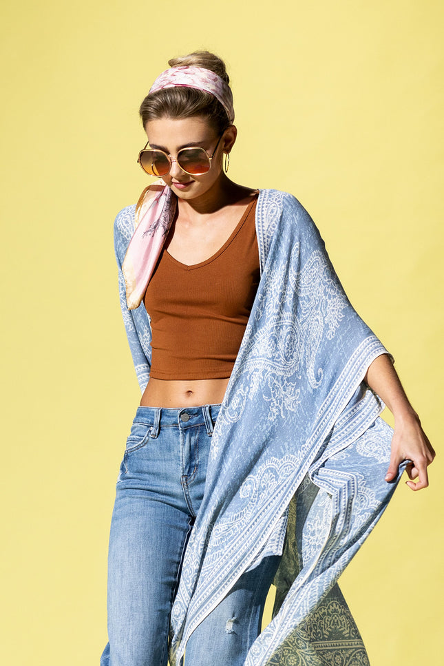 Serene Blue Paisley Kimono