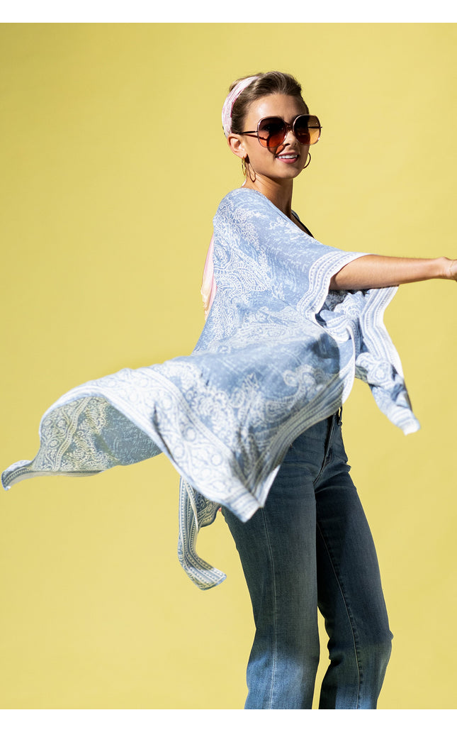 Serene Blue Paisley Kimono