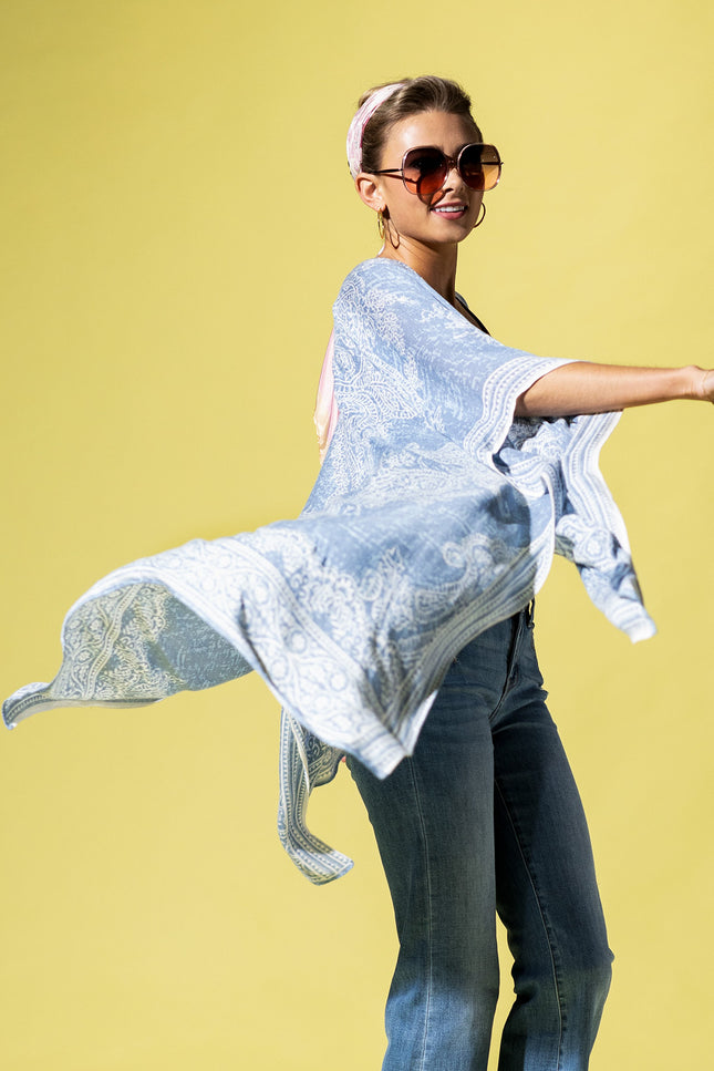 Serene Blue Paisley Kimono