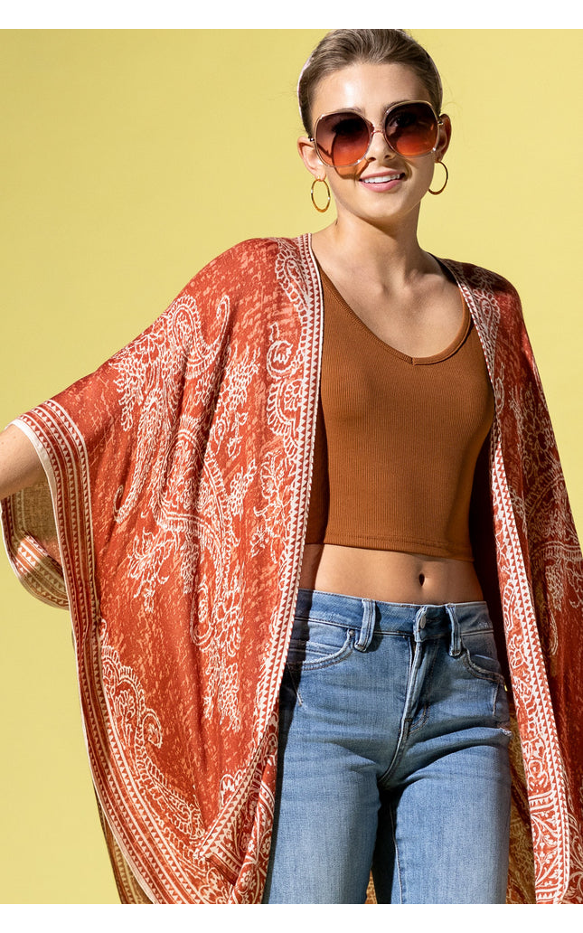 Vibrant Paisley Whispers Kimono