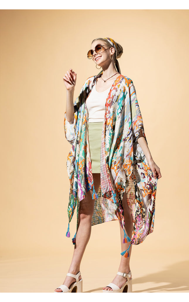 Ethnique Jacquard Tassel Kimono