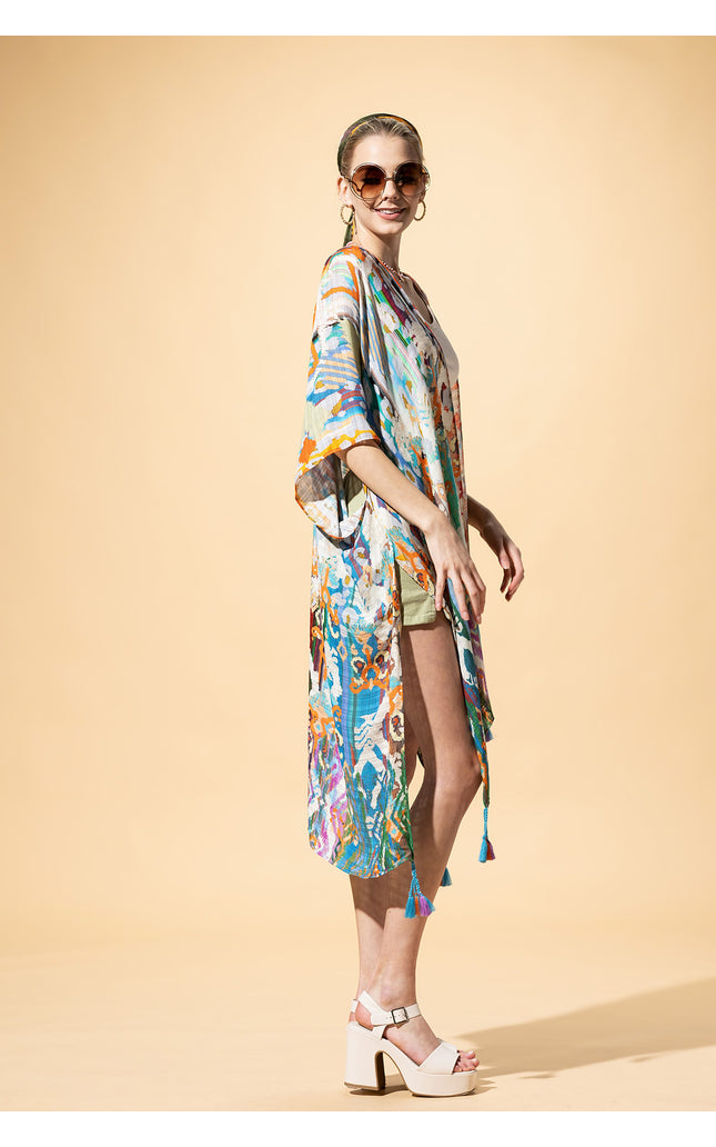 Ethnique Jacquard Tassel Kimono
