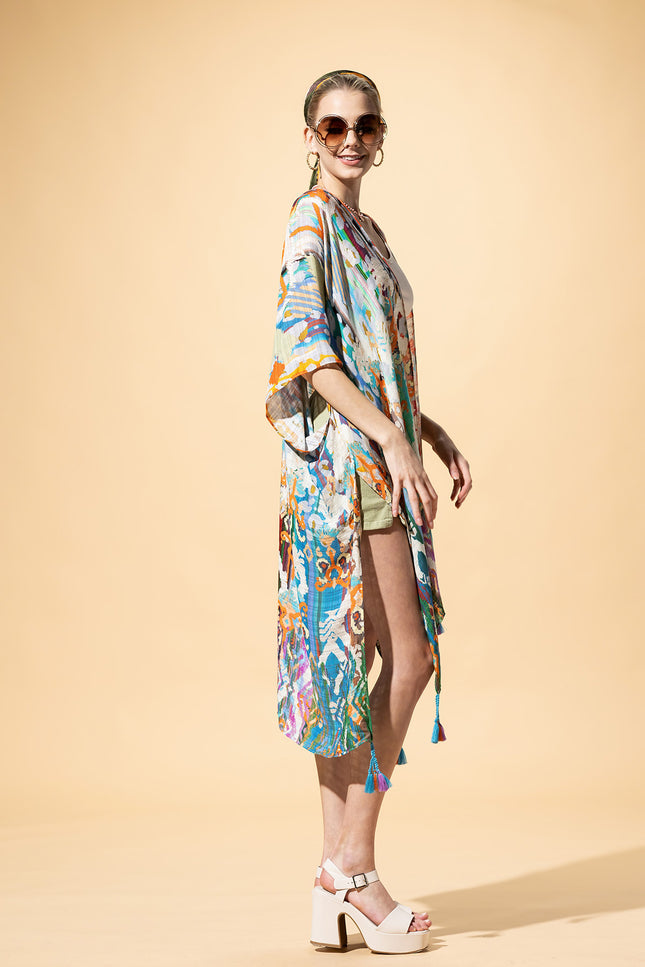 Ethnique Jacquard Tassel Kimono