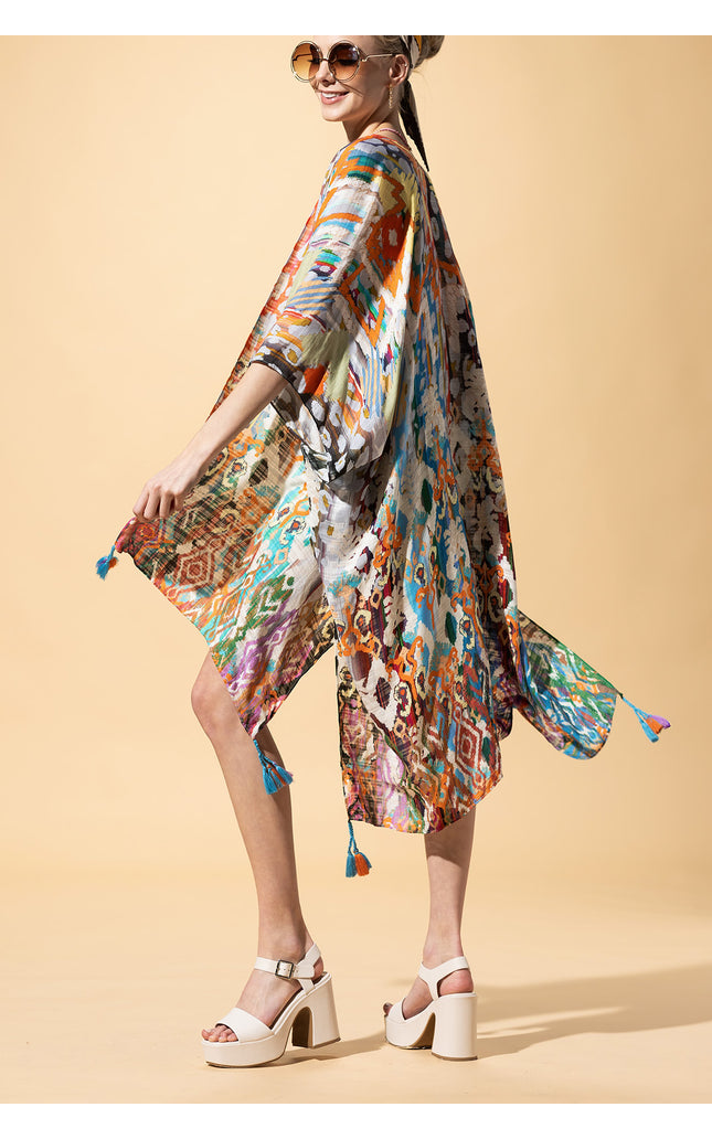 Ethnique Jacquard Tassel Kimono
